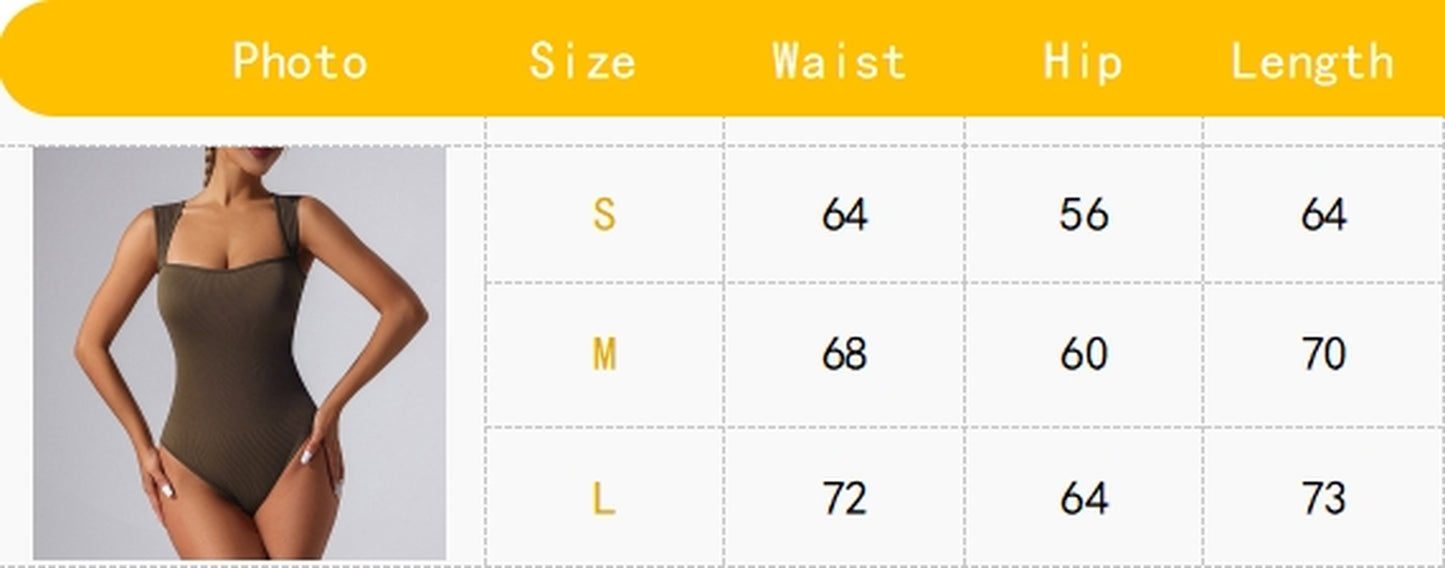 Sleeveless Square Top One Piece Premium Bodysuit