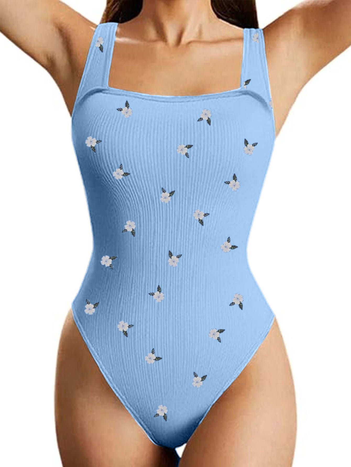 Sleeveless Square Top One Piece Premium Bodysuit 