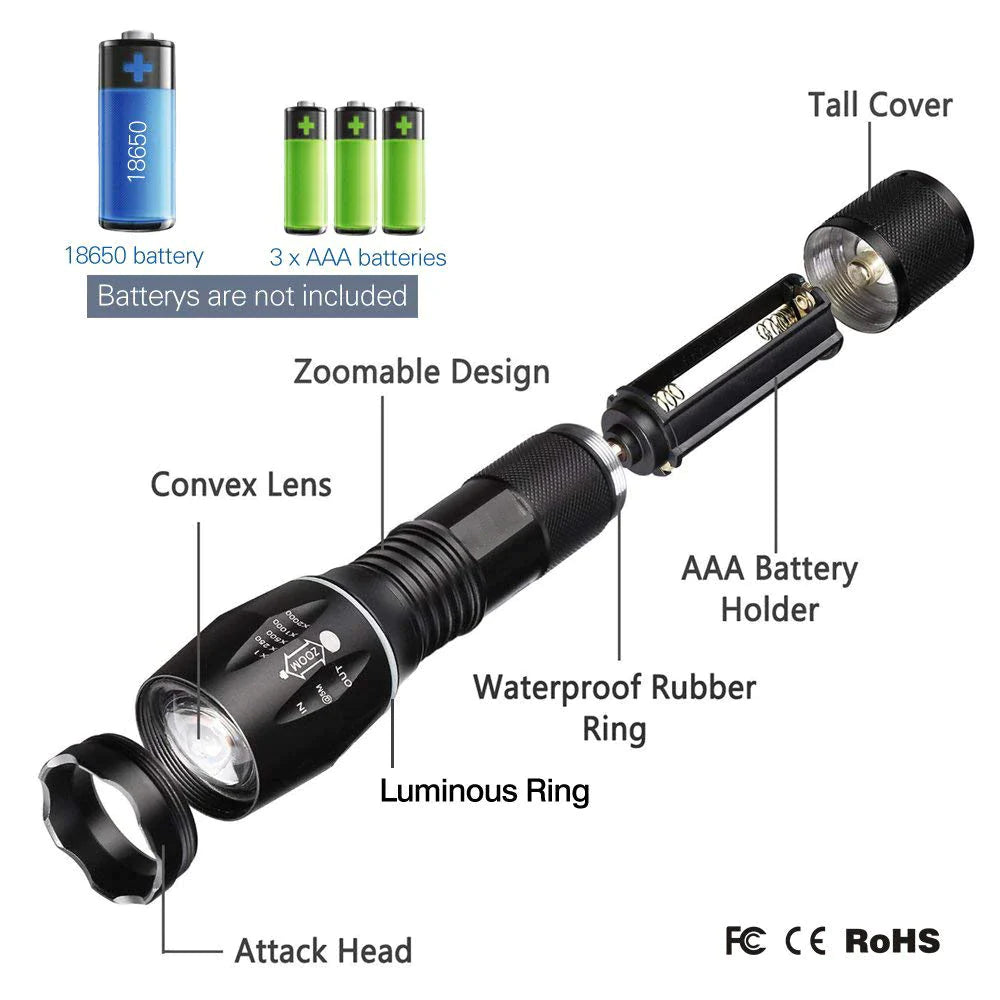 Super LED Zoomable Tactical Flashlight 