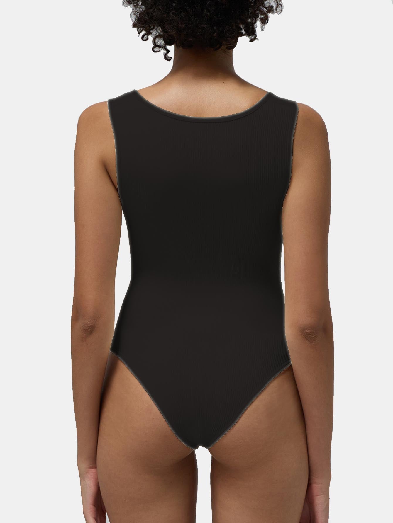 Sleeveless Square Top One Piece Premium Bodysuit 