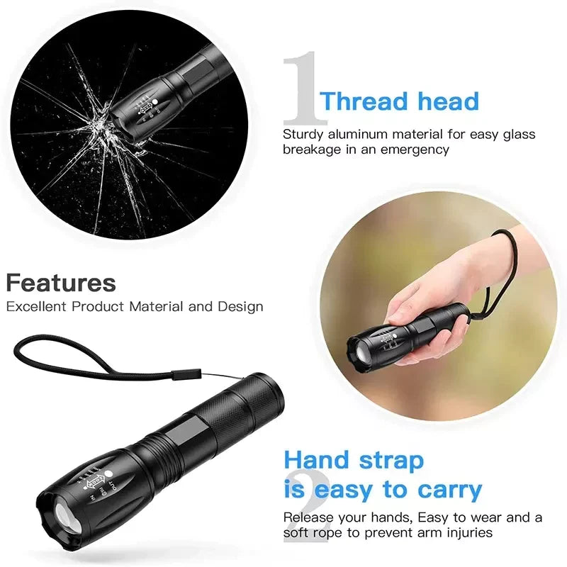 Super LED Zoomable Tactical Flashlight 