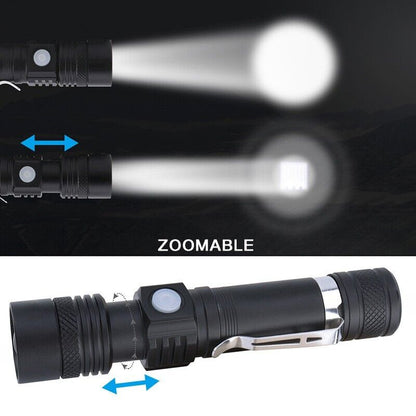Rechargeable Super LED Zoomable Tactical Flashlight 