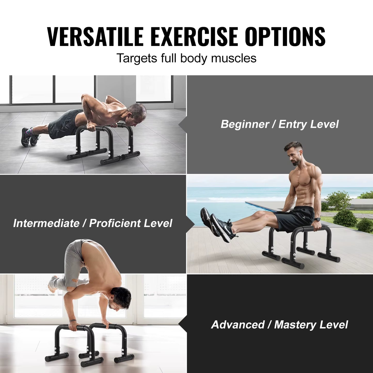 Fitness Stabilizer Push Up Bars Heavy Duty 500 Lb Capacity