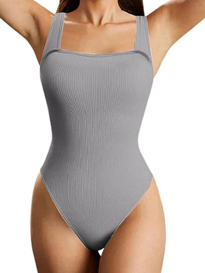 Sleeveless Square Top One Piece Premium Bodysuit 