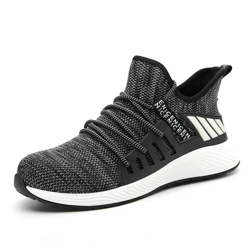 Men'S Safety Shoes Work Boots Steel Toe Cap Puncture Proof Work Sneakers Outdoor Breathable Mesh Safety Shoes Light Work Shoes