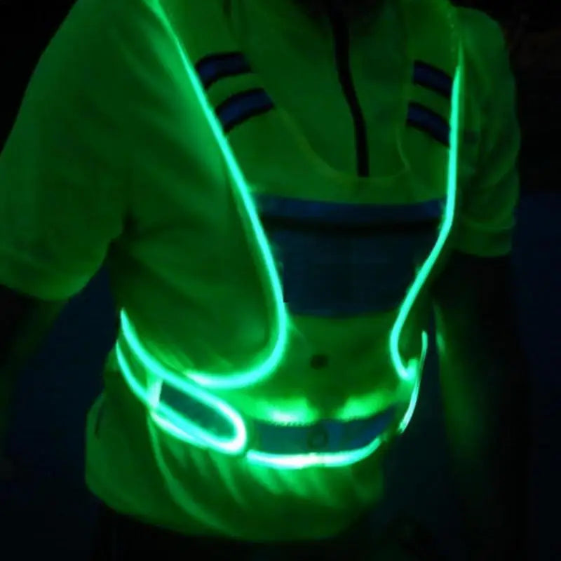 LED Reflective Night Lighting Safety Vest - Adjustable Elastic Belt 