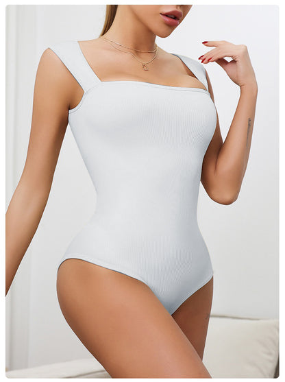 Sleeveless Square Top One Piece Premium Bodysuit 