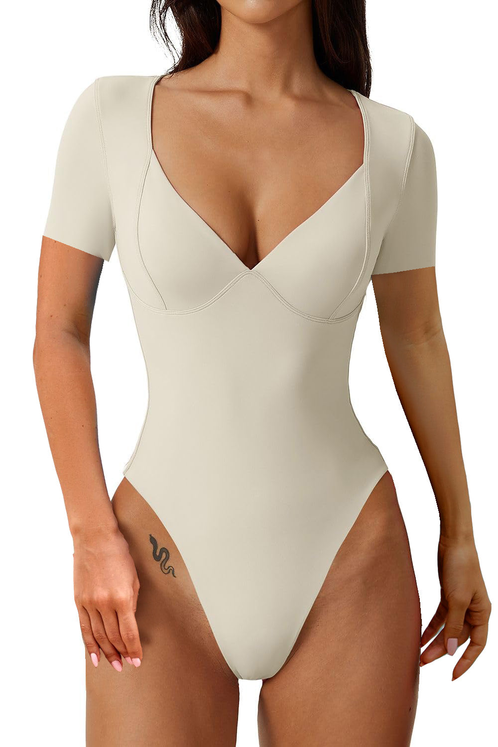 New Short Sleeve V Neck Body Suit 