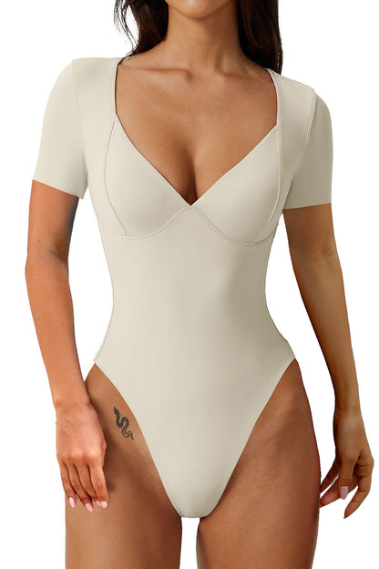 New Short Sleeve V Neck Body Suit 