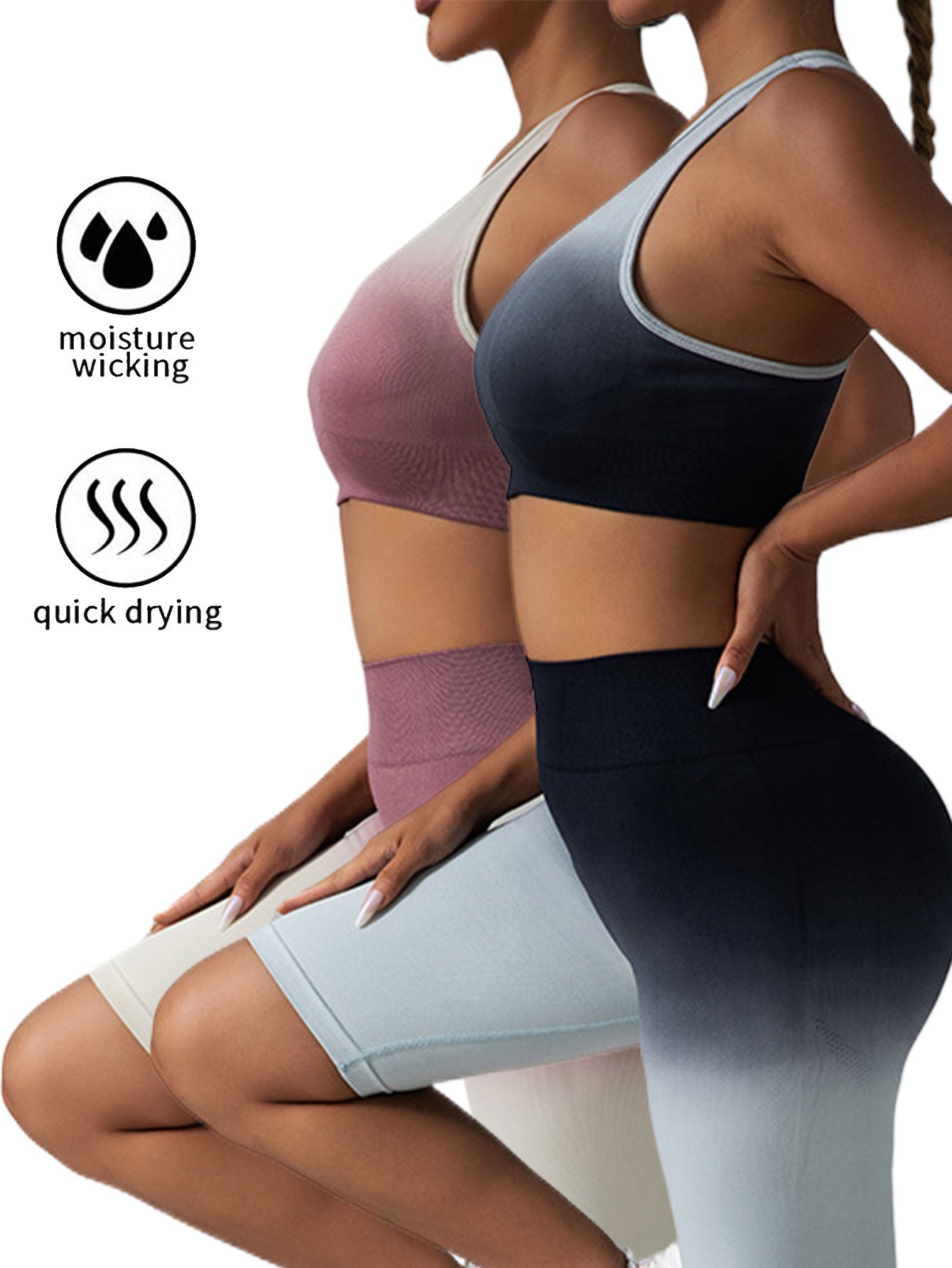 Super Comfort Thin Strap Wire Free Padded Sport Bras (2 Pack)