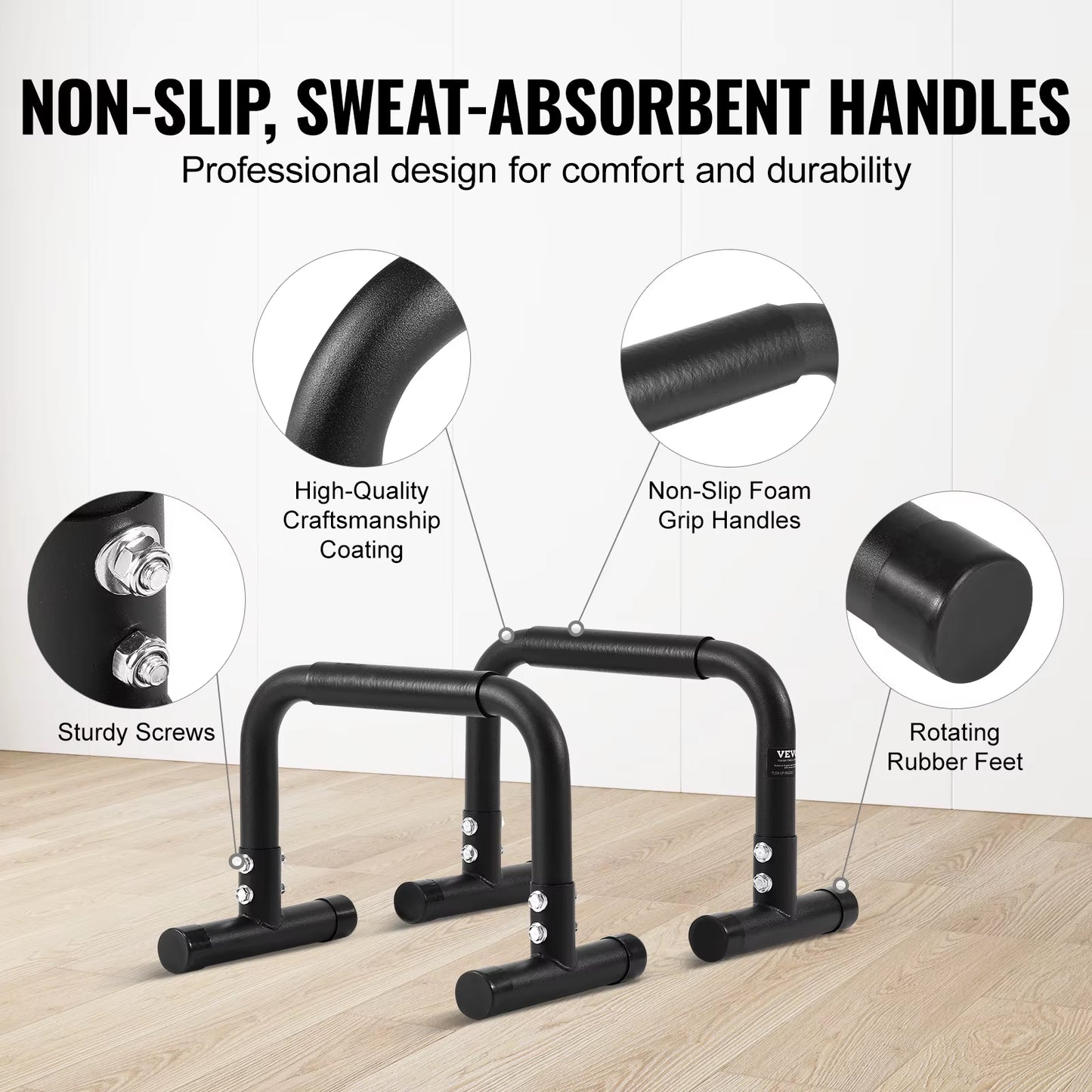 Fitness Stabilizer Push Up Bars Heavy Duty 500 Lb Capacity