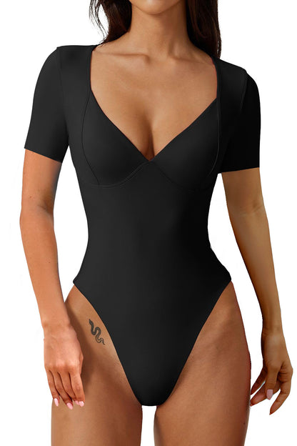 New Short Sleeve V Neck Body Suit 