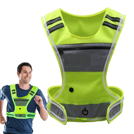 LED Reflective Night Lighting Safety Vest - Adjustable Elastic Belt 